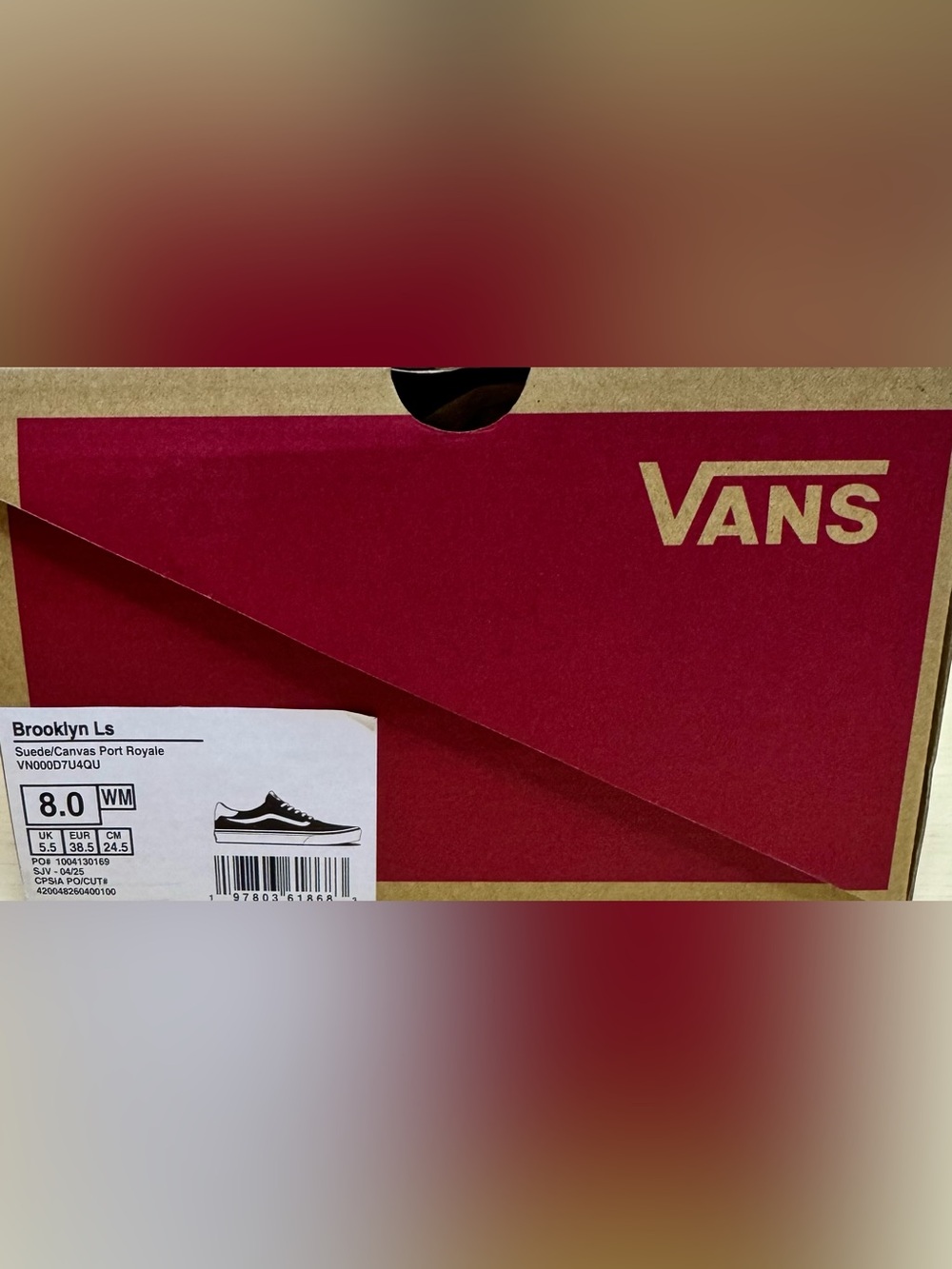 Vans Brooklyn LS Port Royale Burgundy Suede Canvas Sneakers Womens Size 8 - Picture 10 of 11